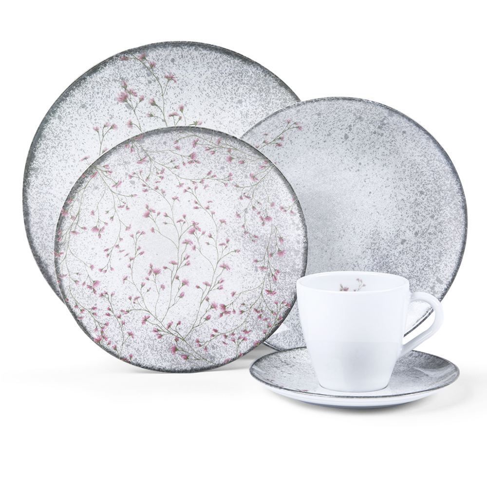 Aparelho De Jantar Floralis Tramontina 20 Peças - Porcelana