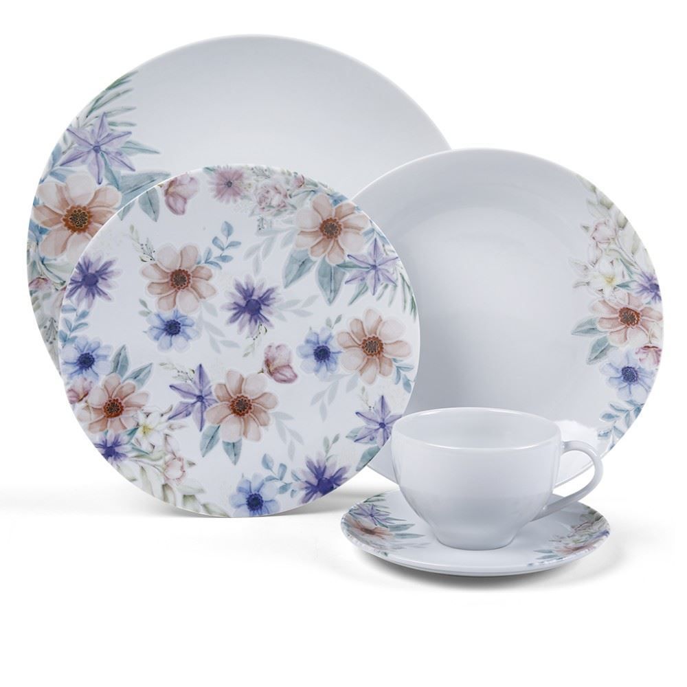Aparelho De Jantar Floratta Tramontina 20 Peças - Porcelana