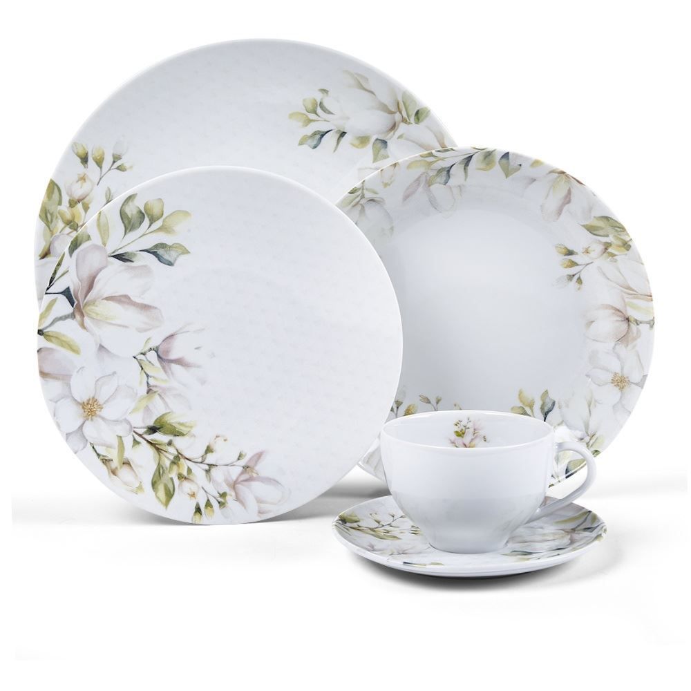 Aparelho De Jantar Magnólia Tramontina 20 Peças - Porcelana