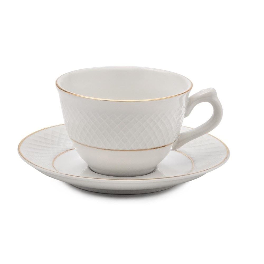 Aparelho De Jantar Porcelana Elizabeth Com Filete Dourado Havan Casa 20 Peças - Branco