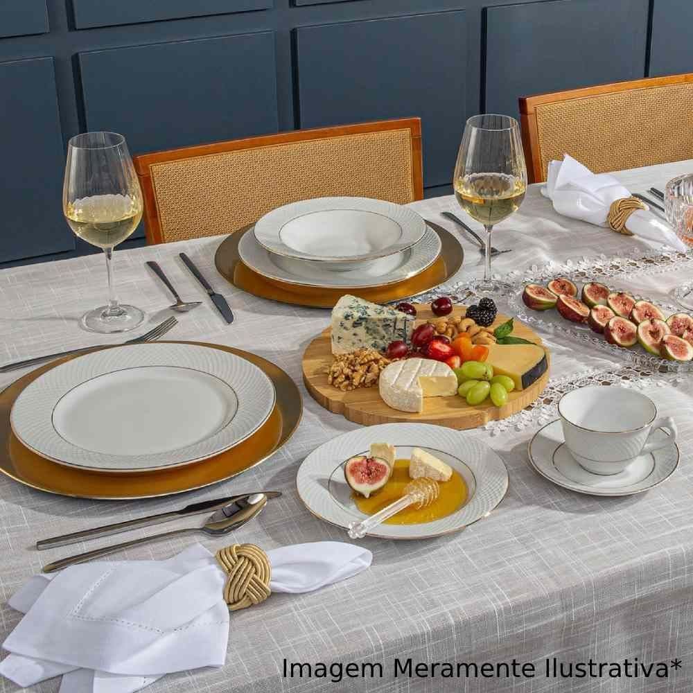 Aparelho De Jantar Porcelana Elizabeth Com Filete Dourado Havan Casa 20 Peças - Branco