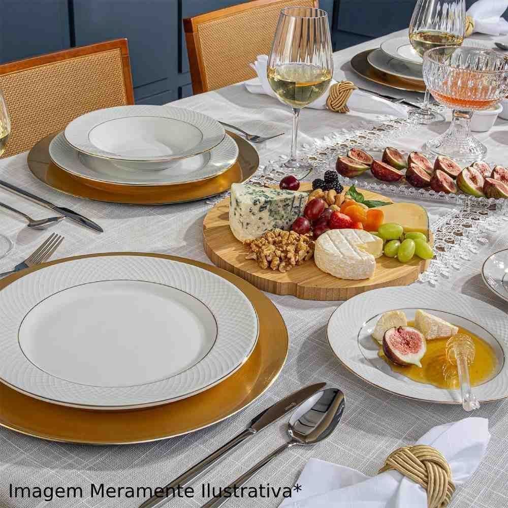 Aparelho De Jantar Porcelana Elizabeth Com Filete Dourado Havan Casa 20 Peças - Branco