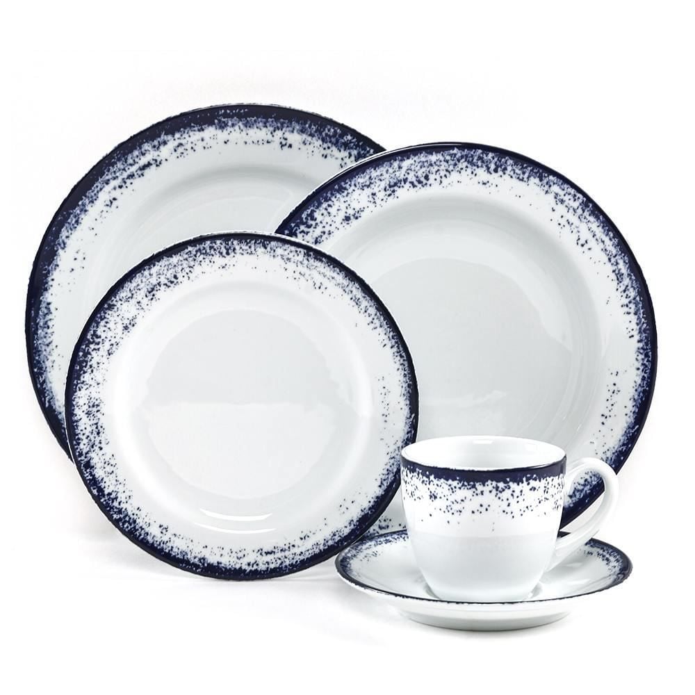 Aparelho De Jantar Porcelana Névoa Azul Schmidt 30 Peças - Névoa Azul 