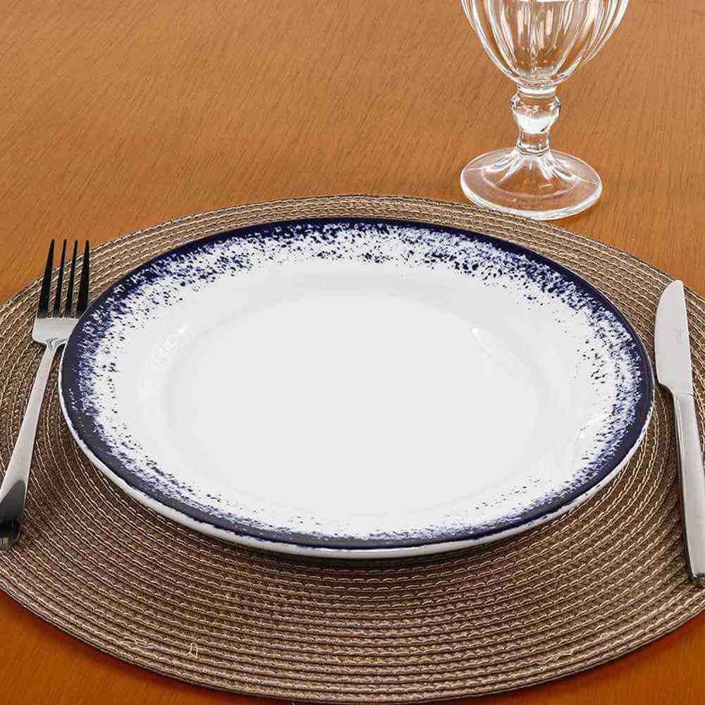 Aparelho De Jantar Porcelana Névoa Azul Schmidt 30 Peças - Névoa Azul 