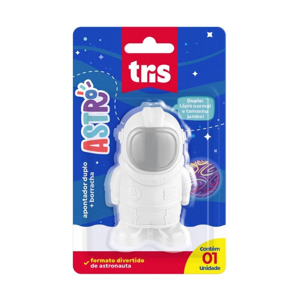 Apontador Duplo Com Borracha Astro Tris - Sortido