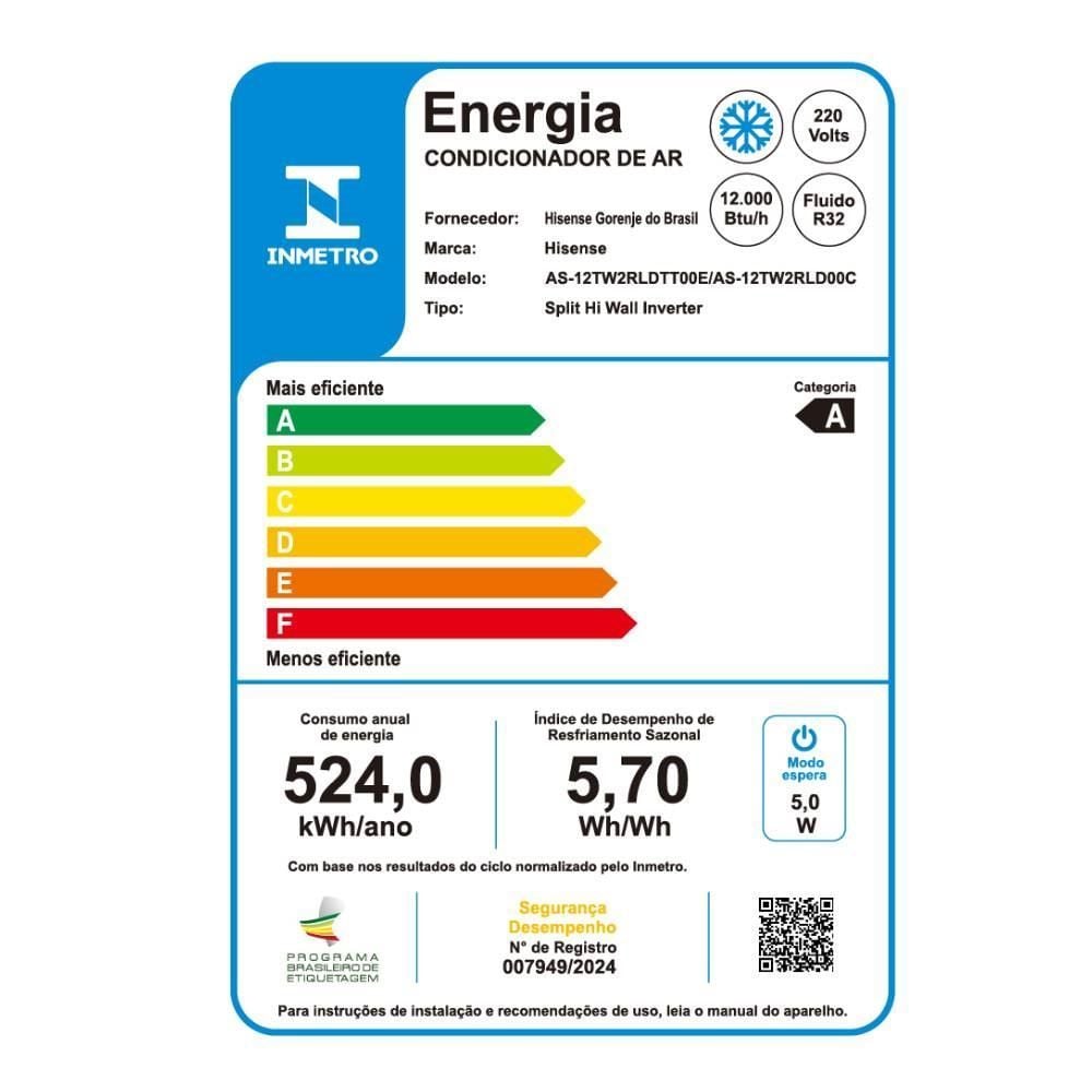 Ar Condicionado Hisense Inverter 12000 Btus Frio As12tw2rld00 - 220V