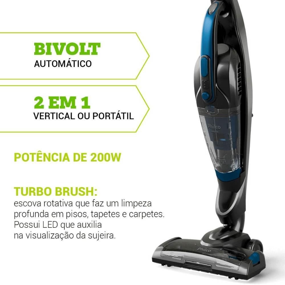 Aspirador de Pó 2 em 1 Philco 1L Bivolt Automático Pas56