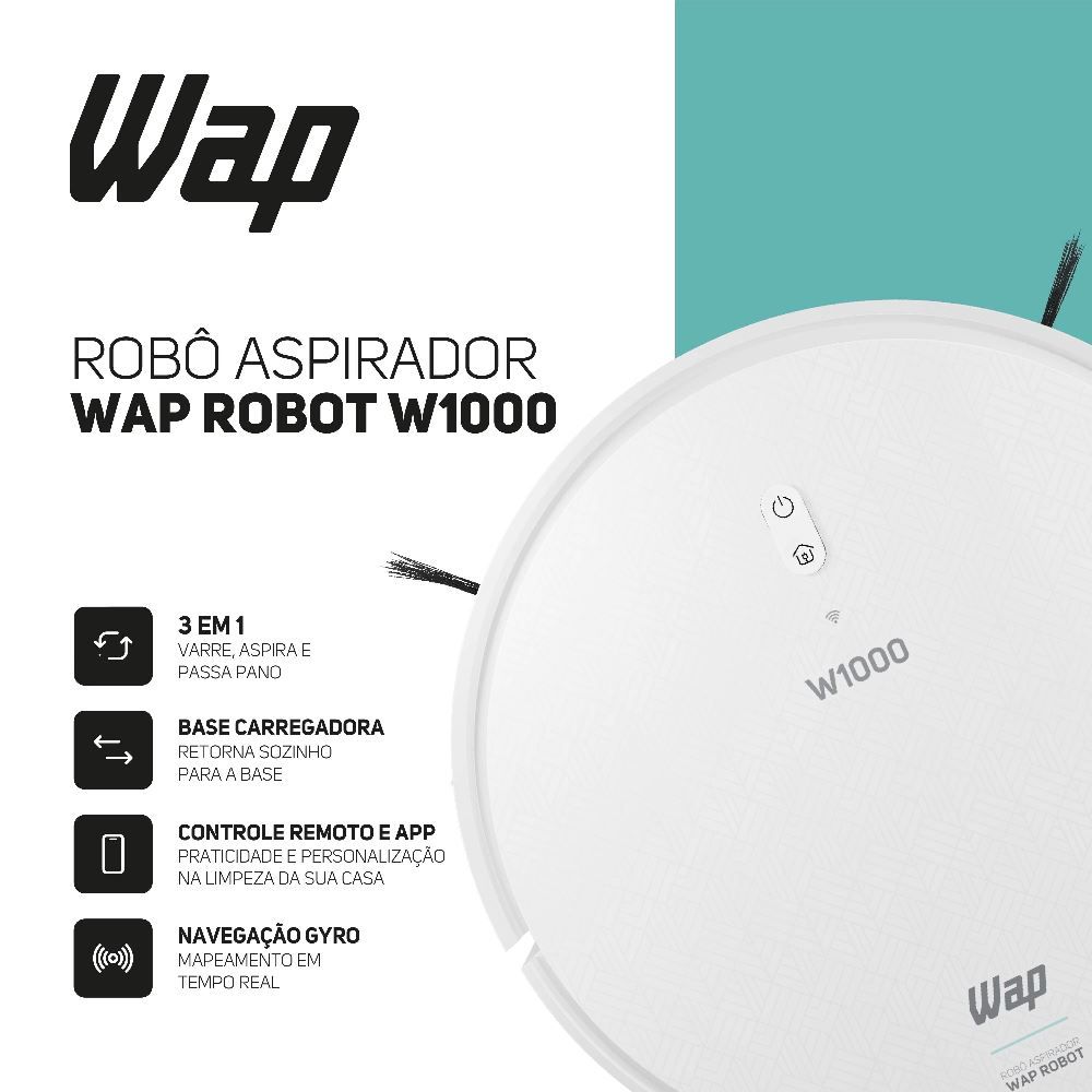 Aspirador de Pó Robô Wap com Mapeamento Robot W1000 - Bivolt