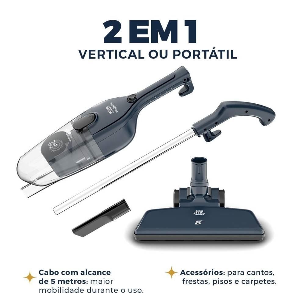 Aspirador de Pó Vertical Britânia 2 em 1 1500W 1,5 Litros BAS30