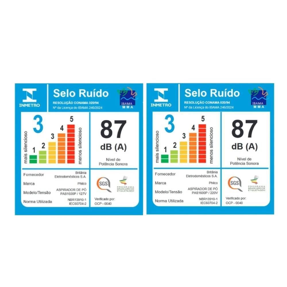 Aspirador De Pó Vertical Philco 2 Em 1 PAS1600P 1,5 Litros