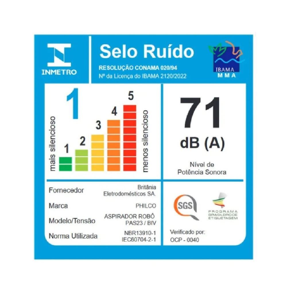 Aspirador Robô Philco Função Mop Pas29a Bivolt 35W