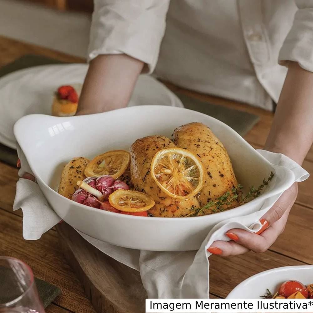 Assadeira Oval Opaline Marinex 1,4 Litros - Branco