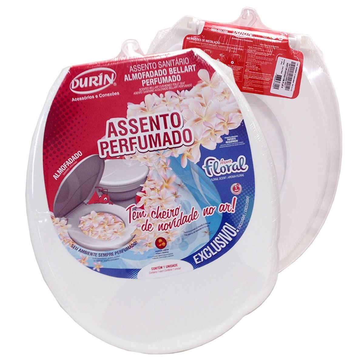 Assento Sanitário Almofadado Floral Bellart Durin - Branco