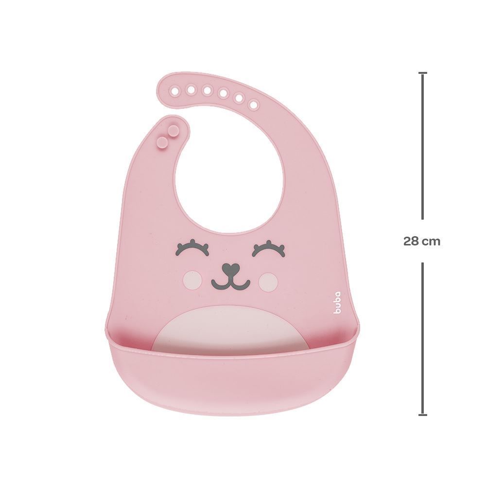 Babador De Silicone Com Pega Migalhas Gumy - Rosa