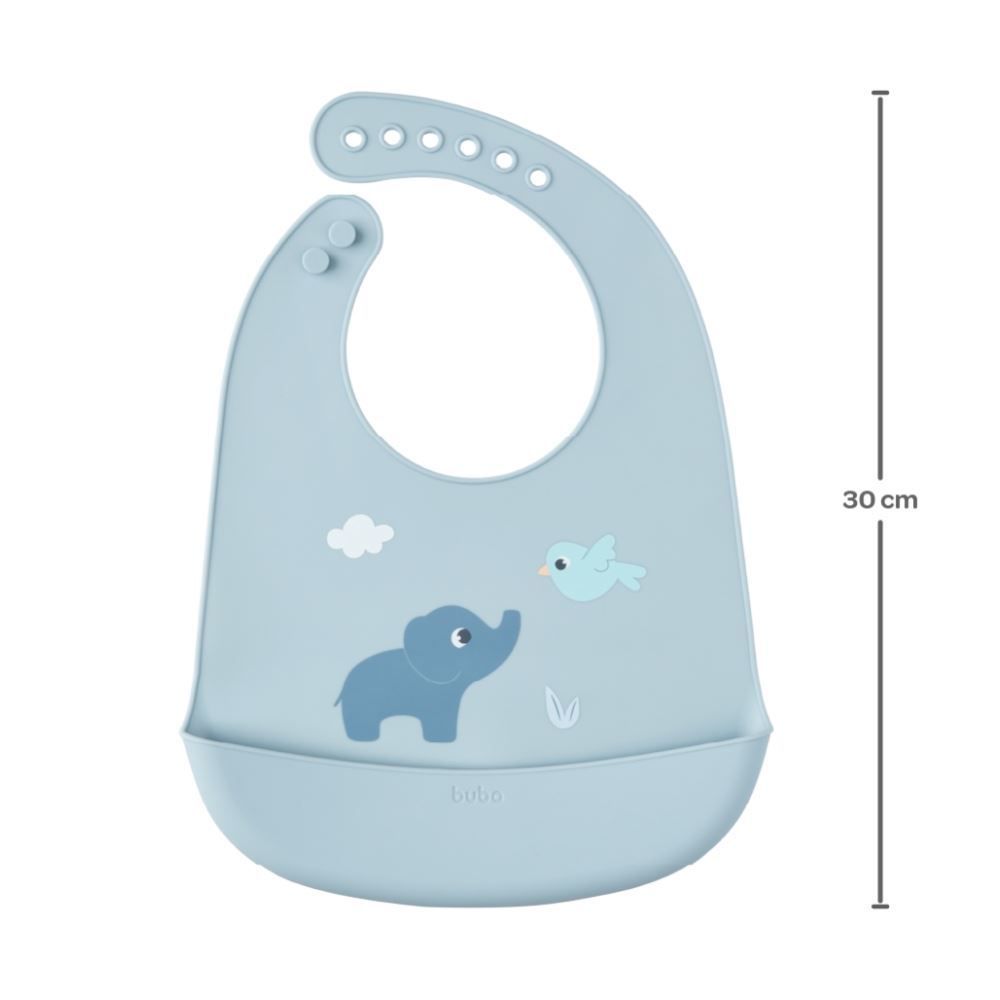 Babador Em Silicone Com Pega-Migalhas Cloudy Buba - Azul Claro