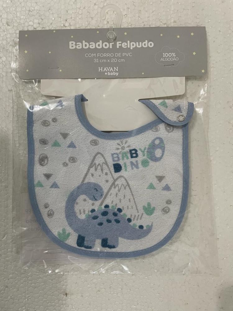 Babador Infantil Estampado Com Forro Havan Baby - Dino Azul