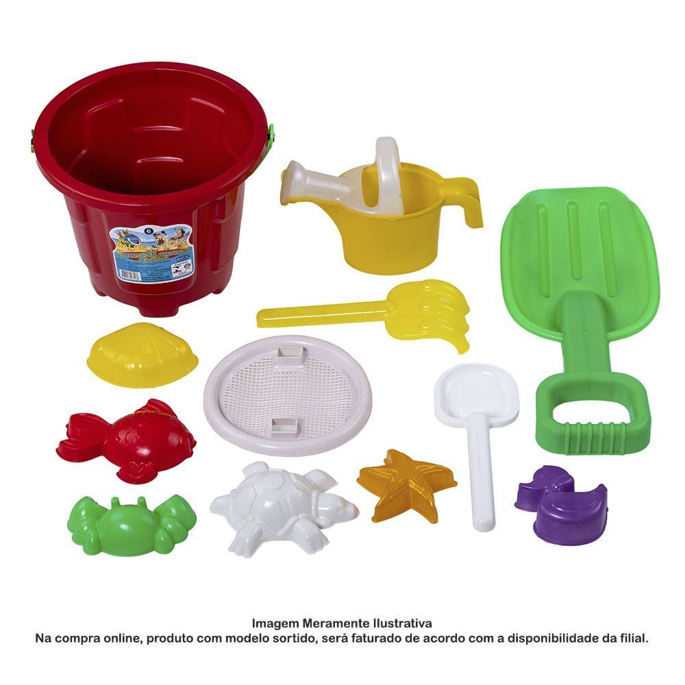Balde De Praia Kit 12 Peças Fibracx - N°6