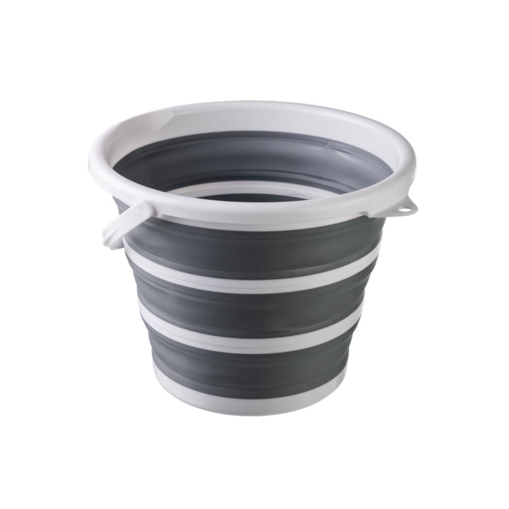 Balde Dobravel Bompack 10 Litros - Cinza e Branco