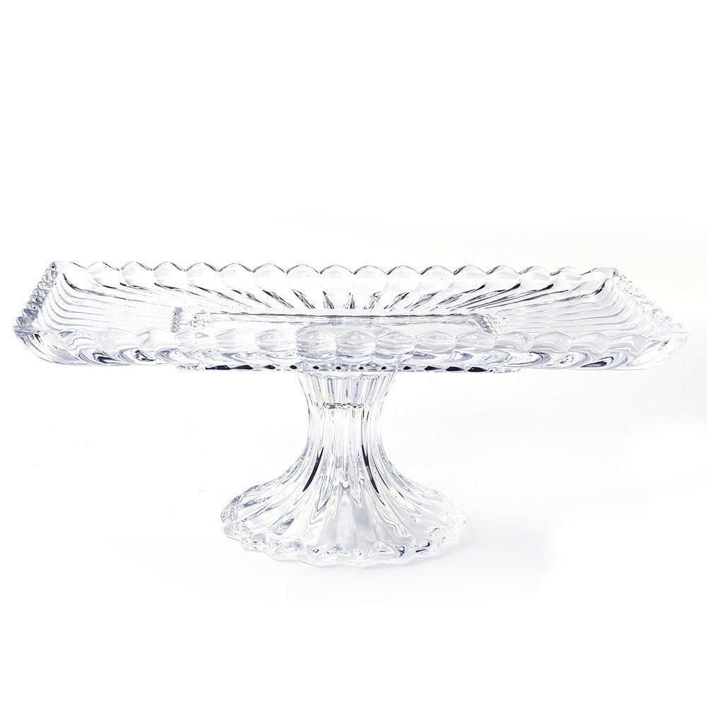 Bandeja Com Pé De Cristal Geneva Wolff 30Cm - Transparente
