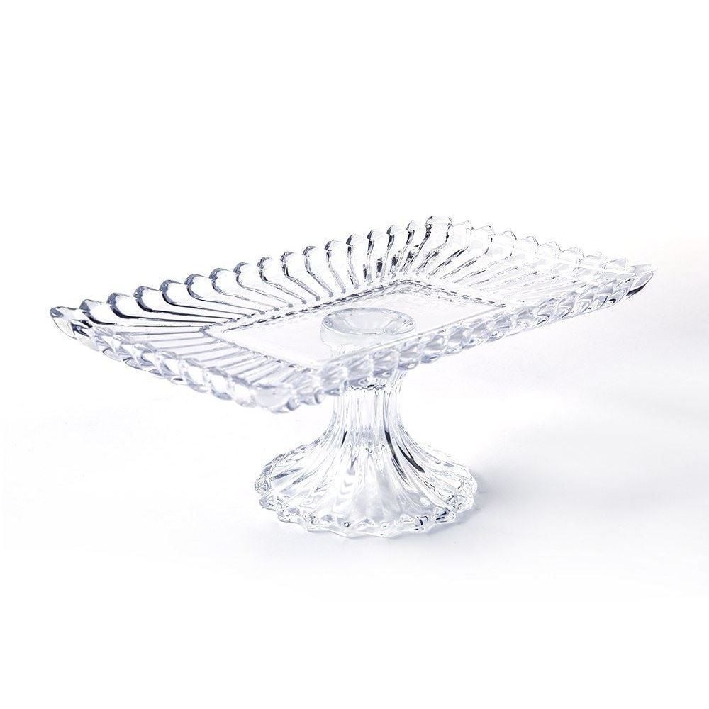 Bandeja Com Pé De Cristal Geneva Wolff 30Cm - Transparente