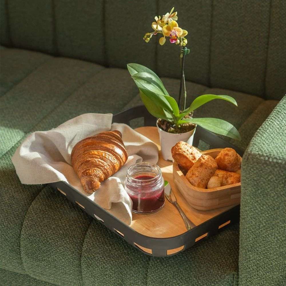 Bandeja De Servir Retangular Lume 35,5Cm Ou - Preto