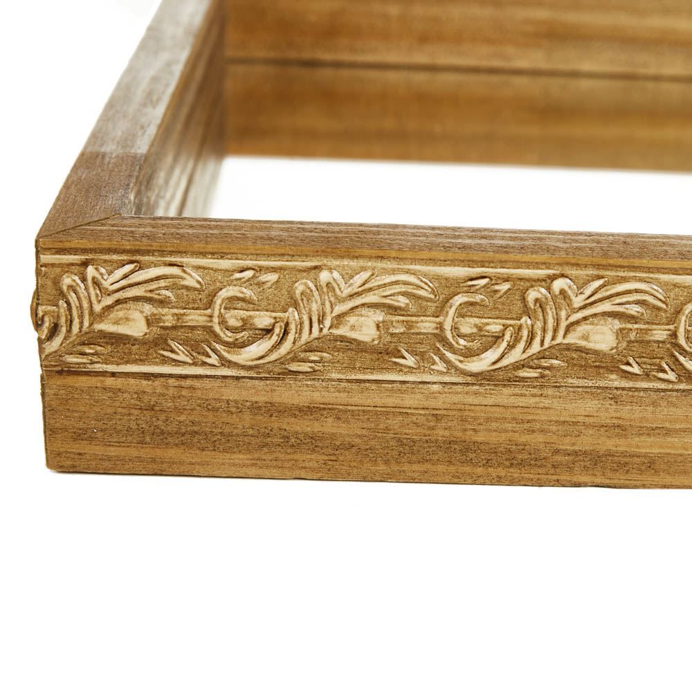 Bandeja Decorativa Bw Quadros Espelhado 35X20cm - Madeira Clara