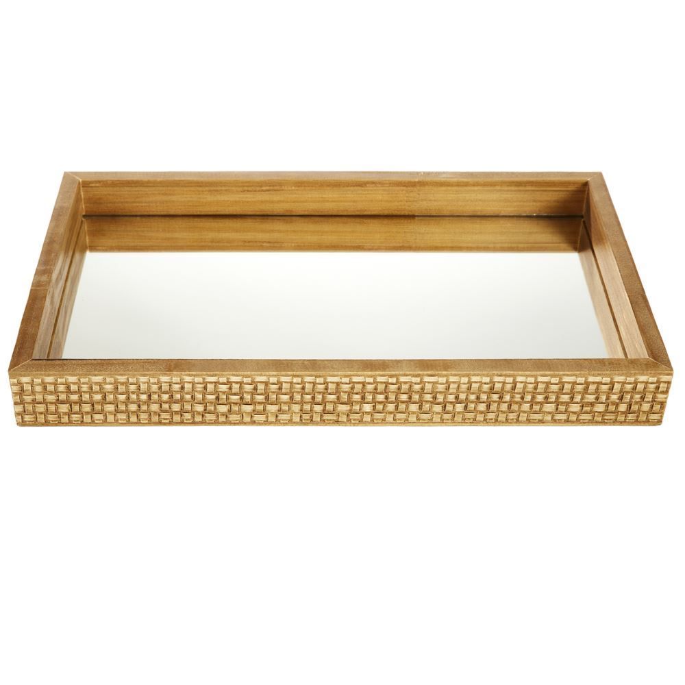 Bandeja Decorativa Bw Quadros Espelhado 35X20cm - Madeira Escura