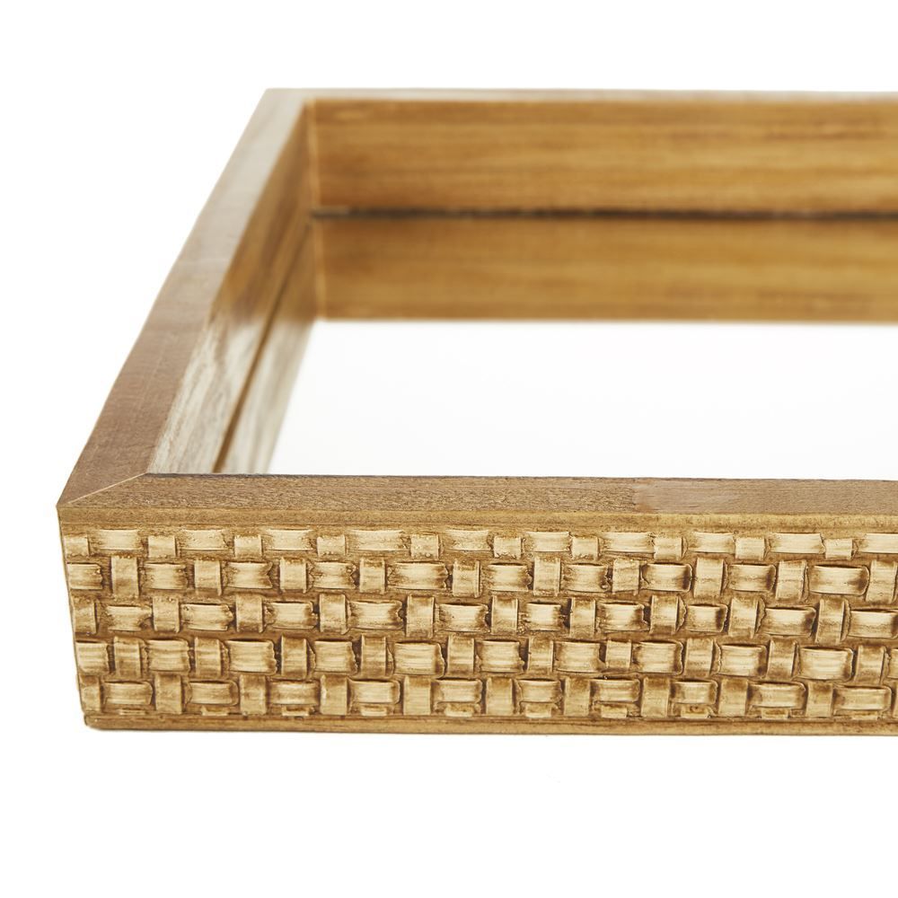 Bandeja Decorativa Bw Quadros Espelhado 35X20cm - Madeira Escura