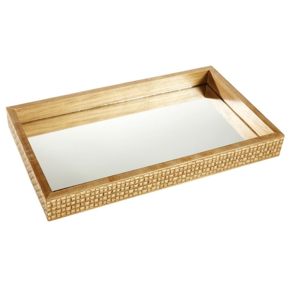 Bandeja Decorativa Bw Quadros Espelhado 35X20cm - Madeira Escura