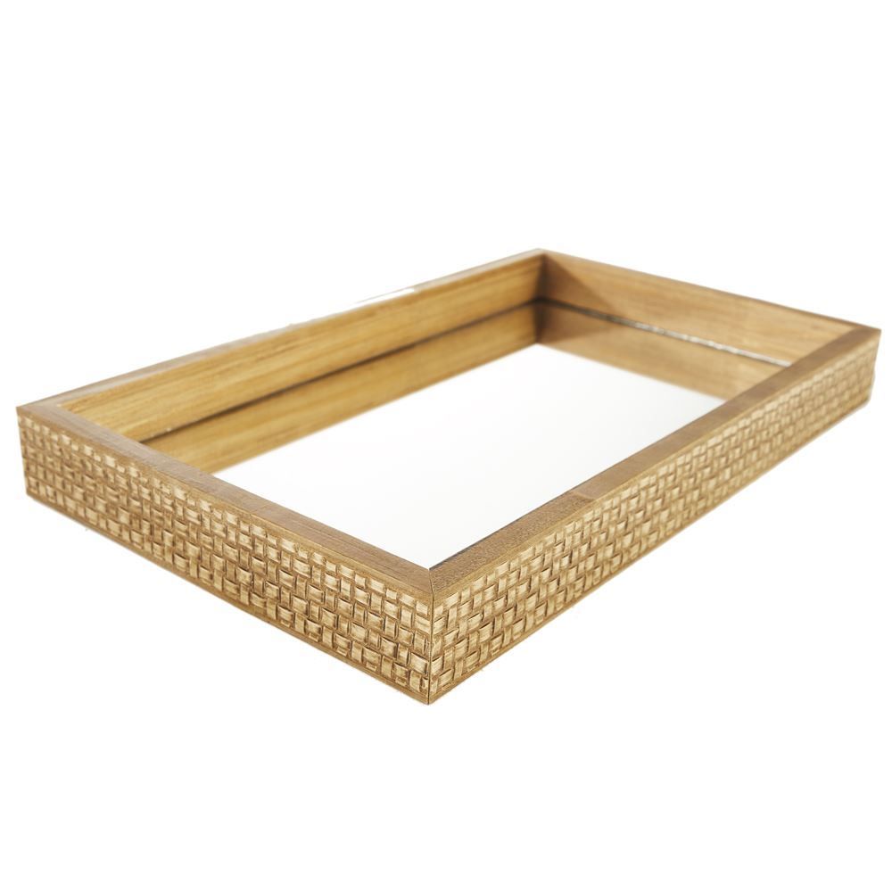 Bandeja Decorativa Bw Quadros Espelhado 35X20cm - Madeira Escura