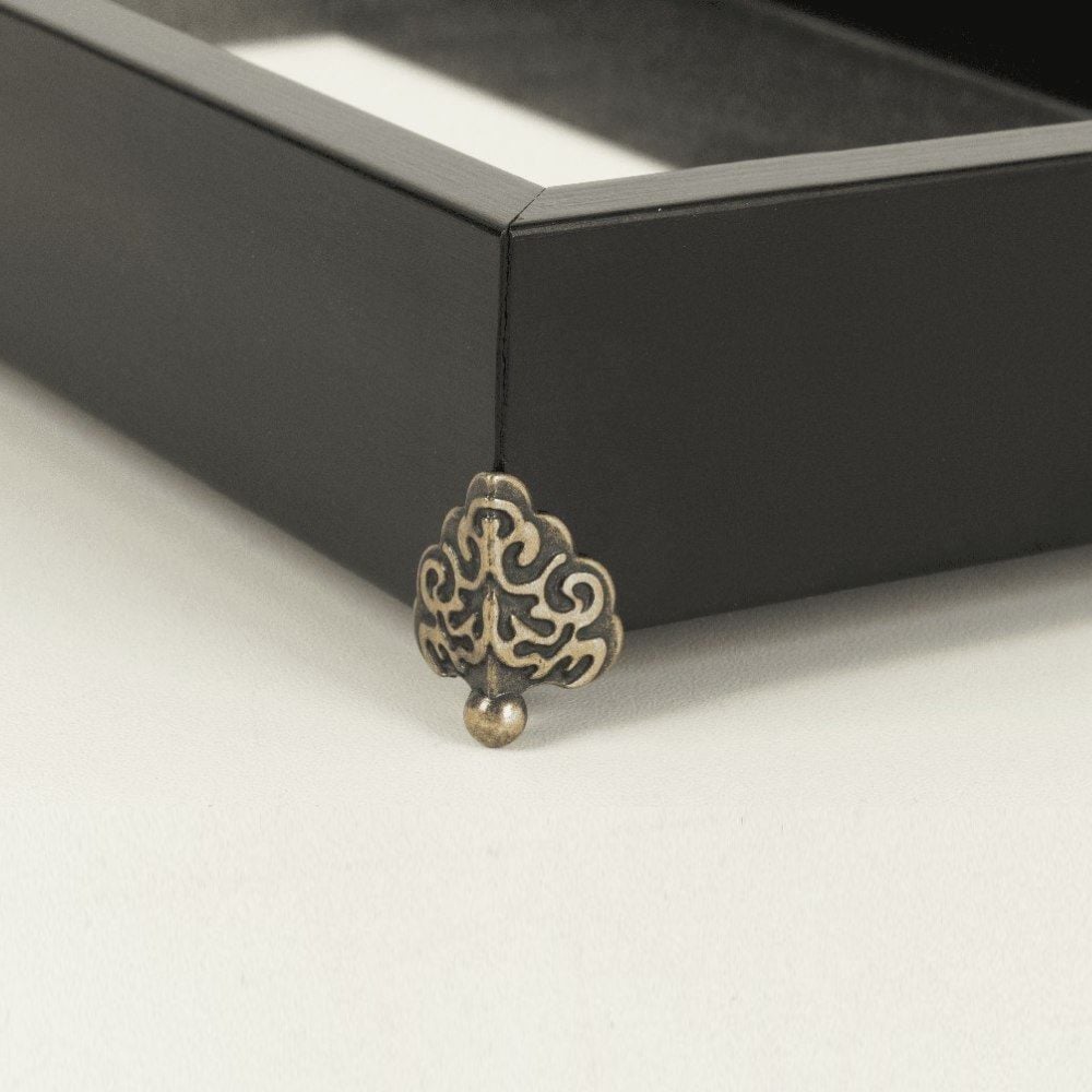 Bandeja Decorativa Espelhada Com Pé Bw Quadros 31 Cm - Preto 