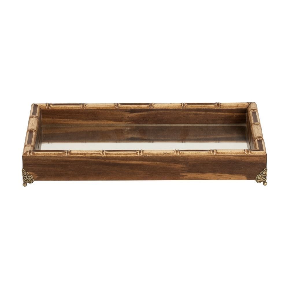 Bandeja Decorativa Espelhada Com Pé Bw Quadros 31 Cm - Bambu