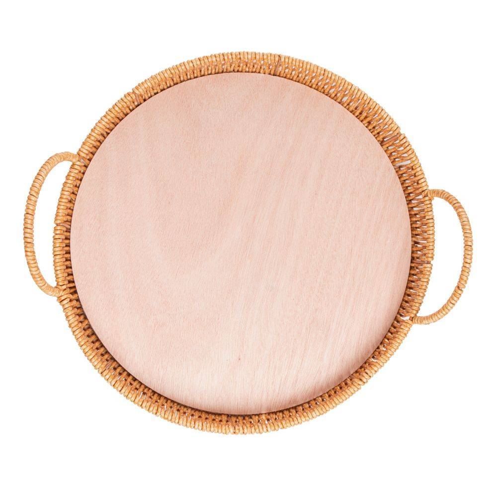 Bandeja Redonda Com Alça Kali 25Cm Lyor - 25Cm