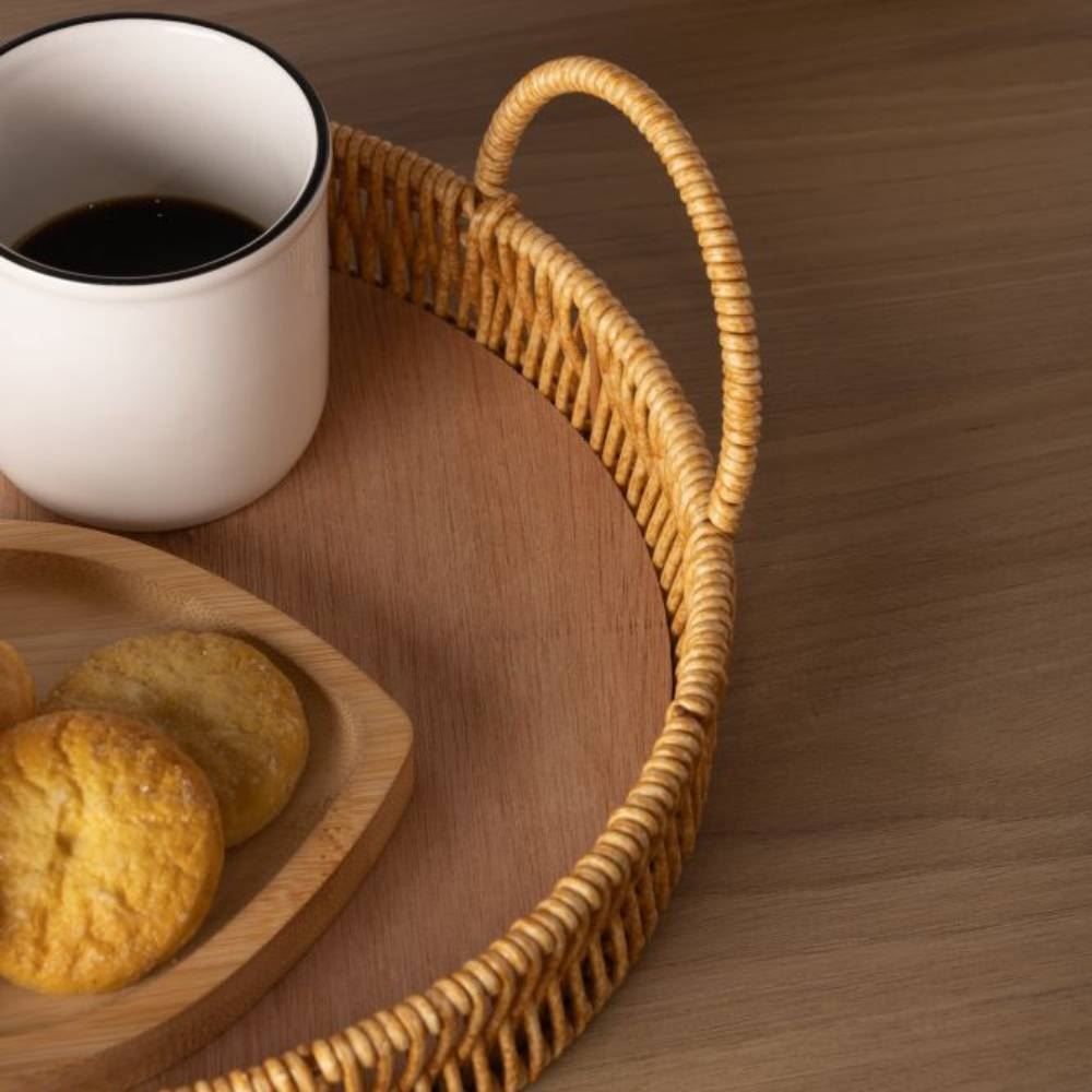 Bandeja Redonda Com Alça Kali 25Cm Lyor - 25Cm