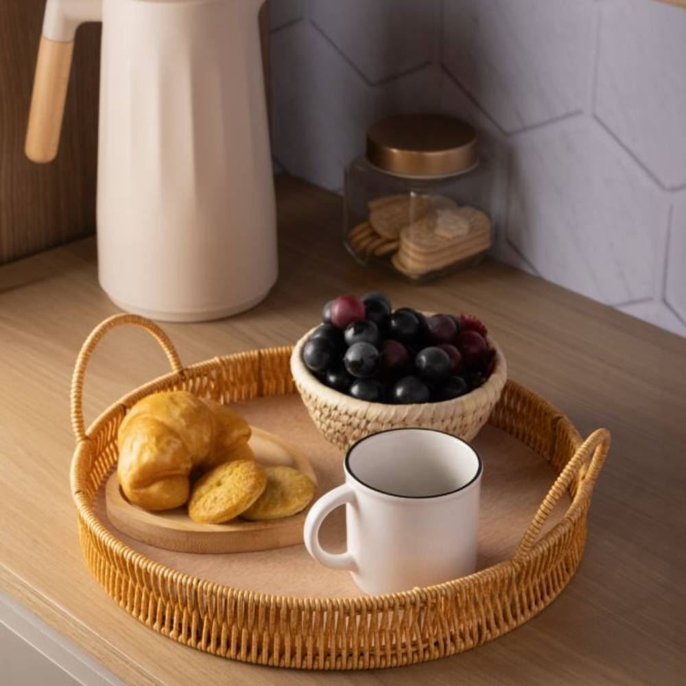 Bandeja Redonda Com Alça Kali Lyor - 30Cm