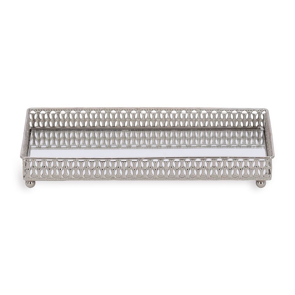 Bandeja Retangular Espelhada Prata Mart 24Cm - PRATA
