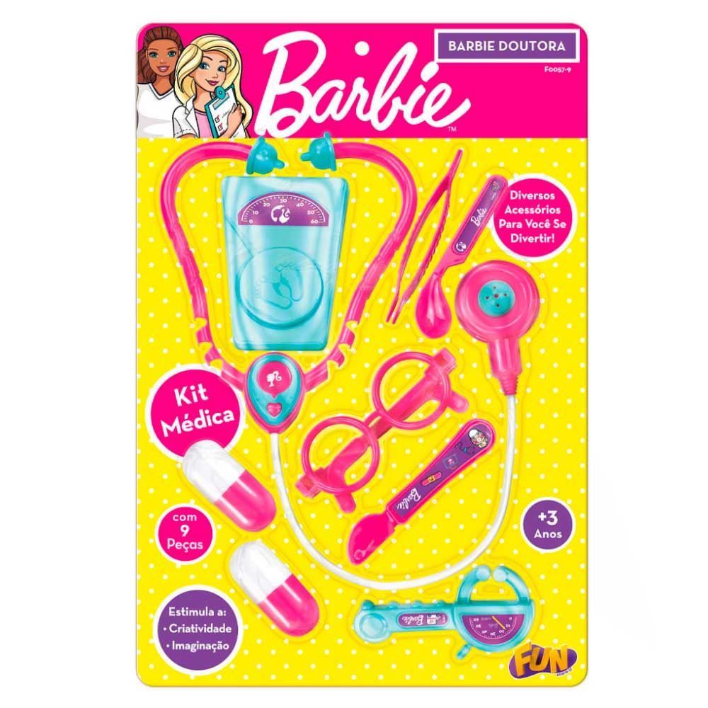 Barbie Doutora Kit Médica 9 Peças Fun - F0057-9