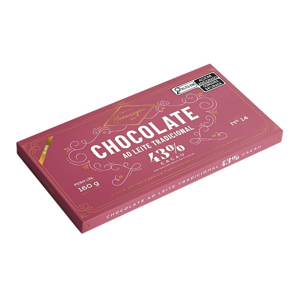 Barra de Chocolate Ao Leite 43% Cacau Tradicional Haenssgen - 160g
