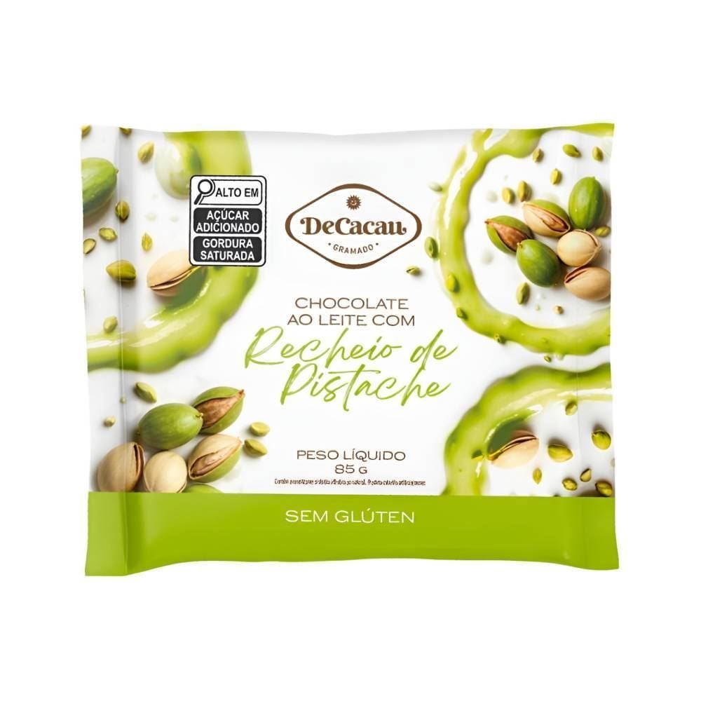 Barra de Chocolate Ao Leite com Pistache Decacau - 85g