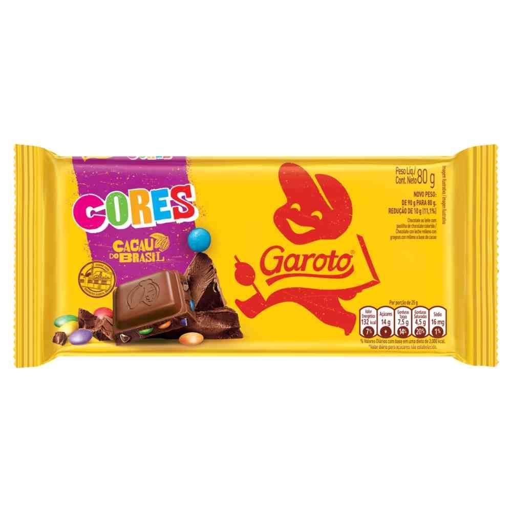 Barra De Chocolate Ao Leite Cores Da Garoto - 80Gr