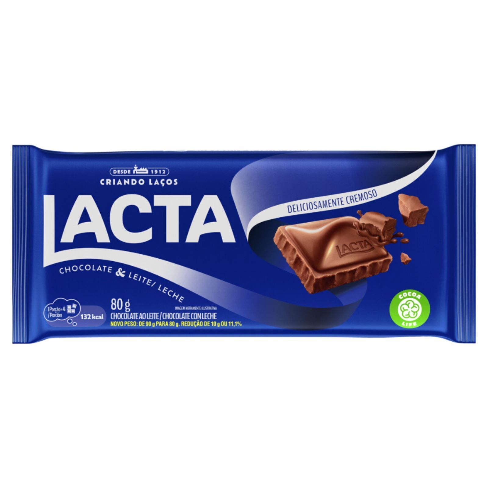 Barra De Chocolate Ao Leite Lacta - 80G
