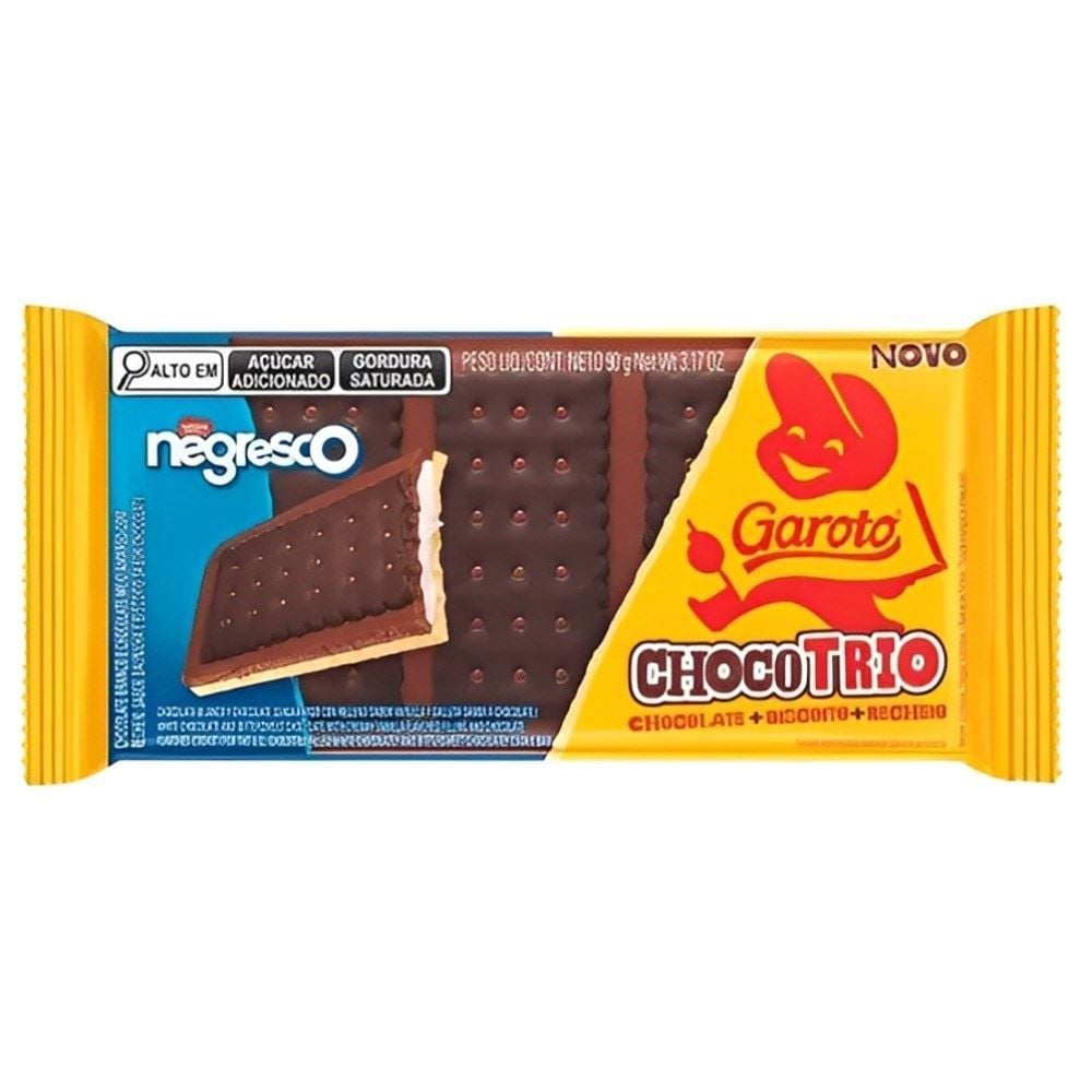 Barra De Chocolate Chocotrio Com Recheio Negresco Garoto - 90g