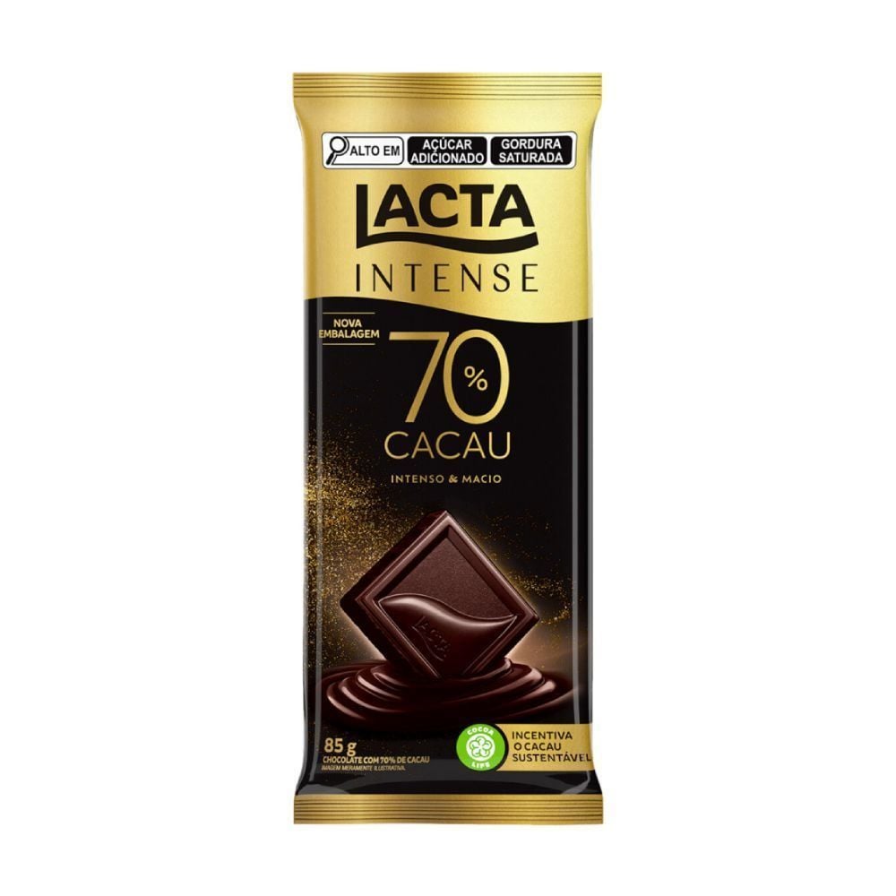 Barra De Chocolate Intense 70% Cacau Lacta - 85g