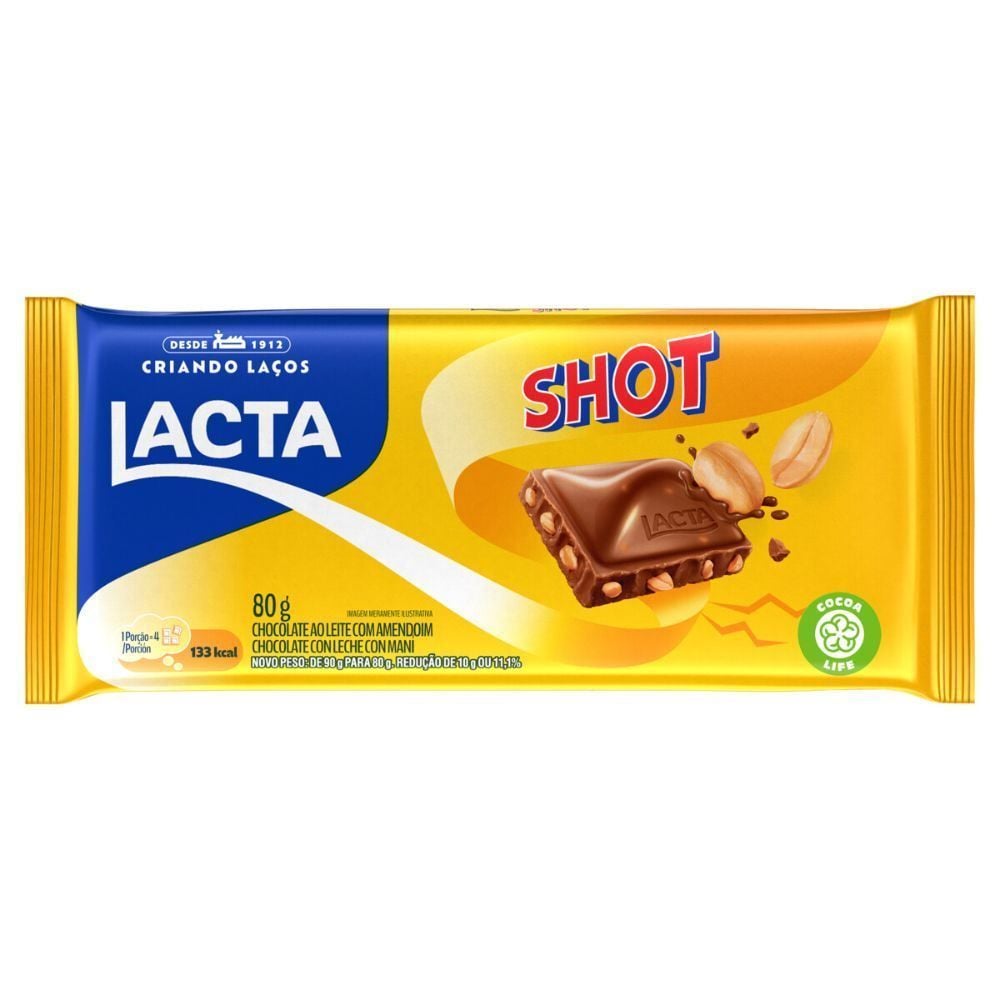 Barra De Chocolate Shot Lacta - 80G