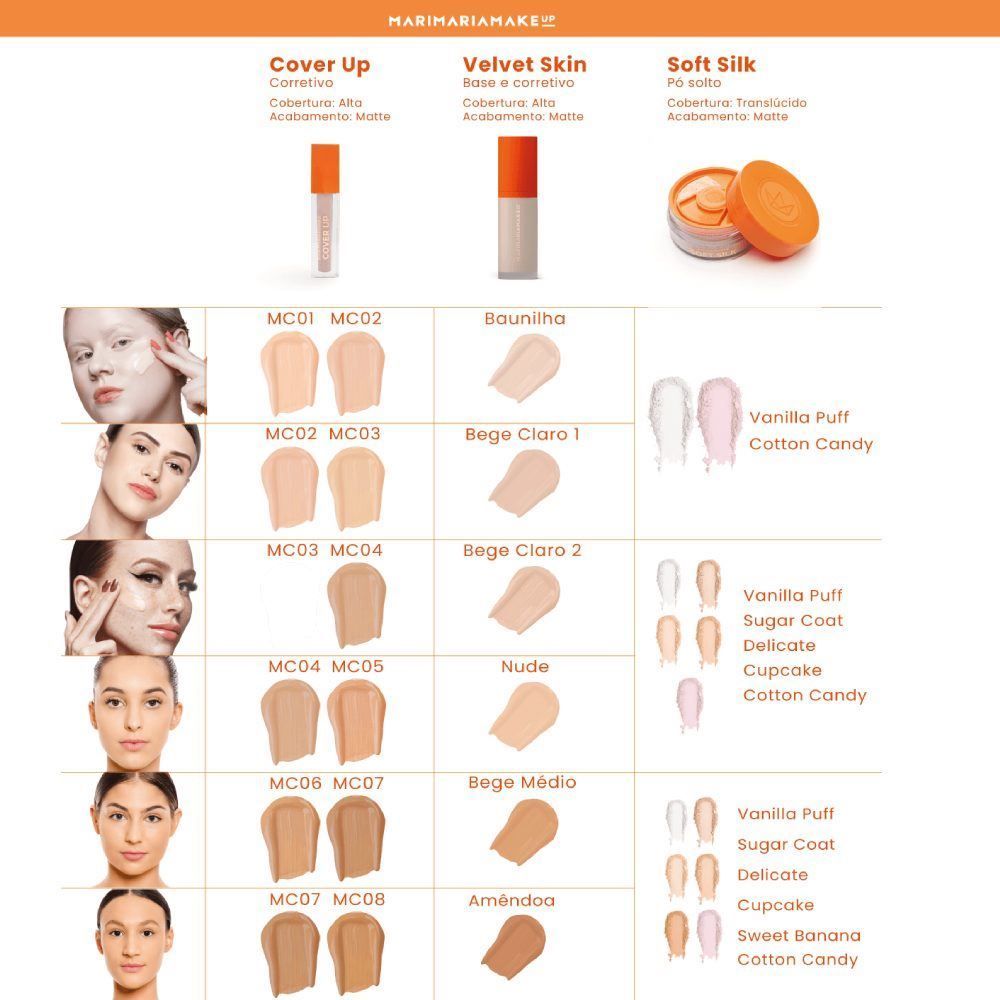 Base E Corretivo Matte Velvet Skin Bege Claro Mari Maria - 25g
