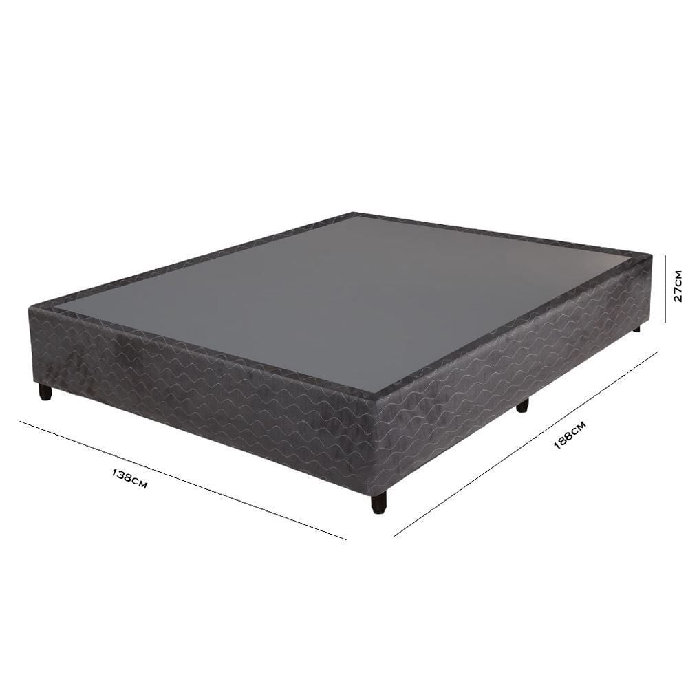 Base Box Para Cama De Casal Excelsior 138X188 Cm Gazin - Cinza
