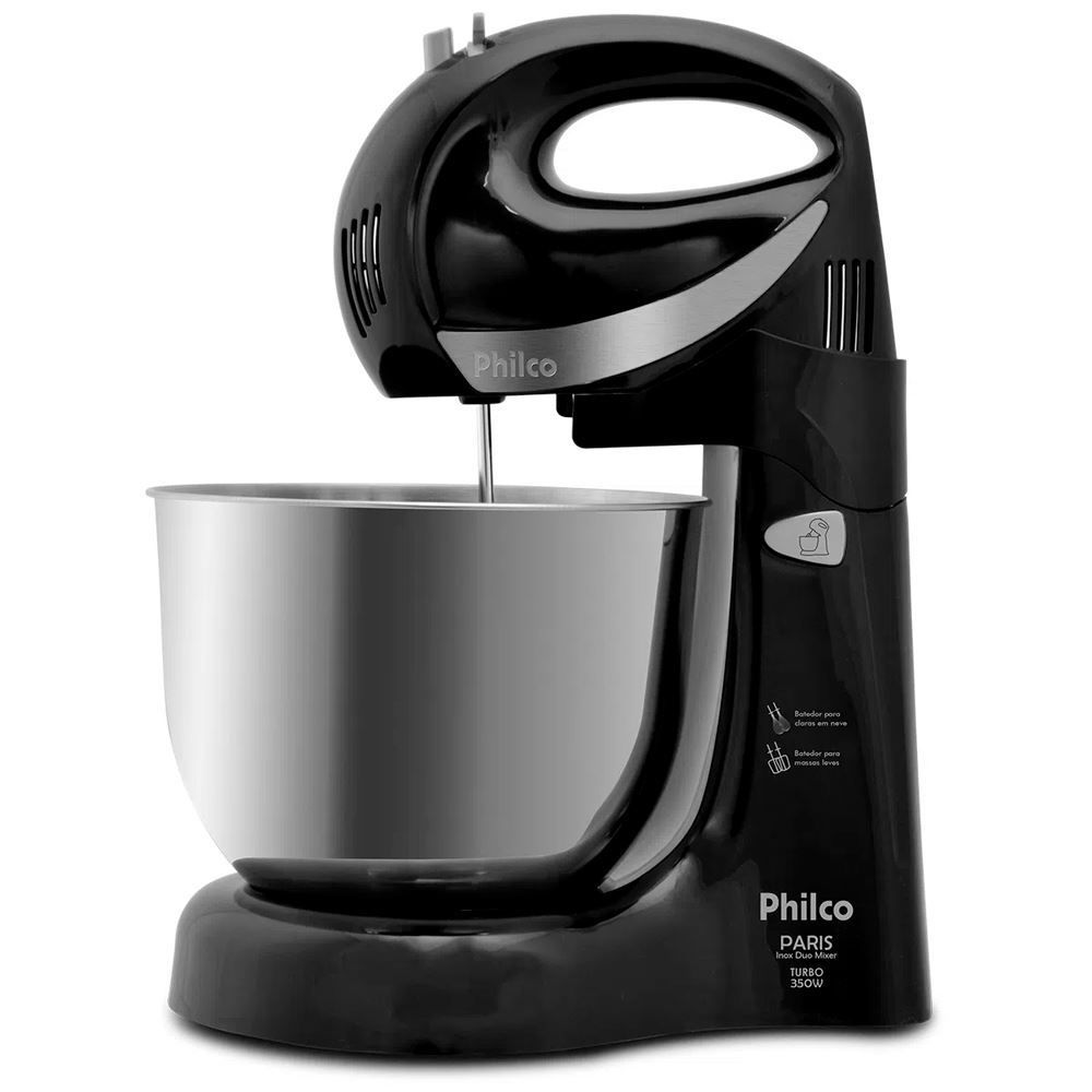 Batedeira Paris Inox Duo Mixer Turbo Preta Philco
