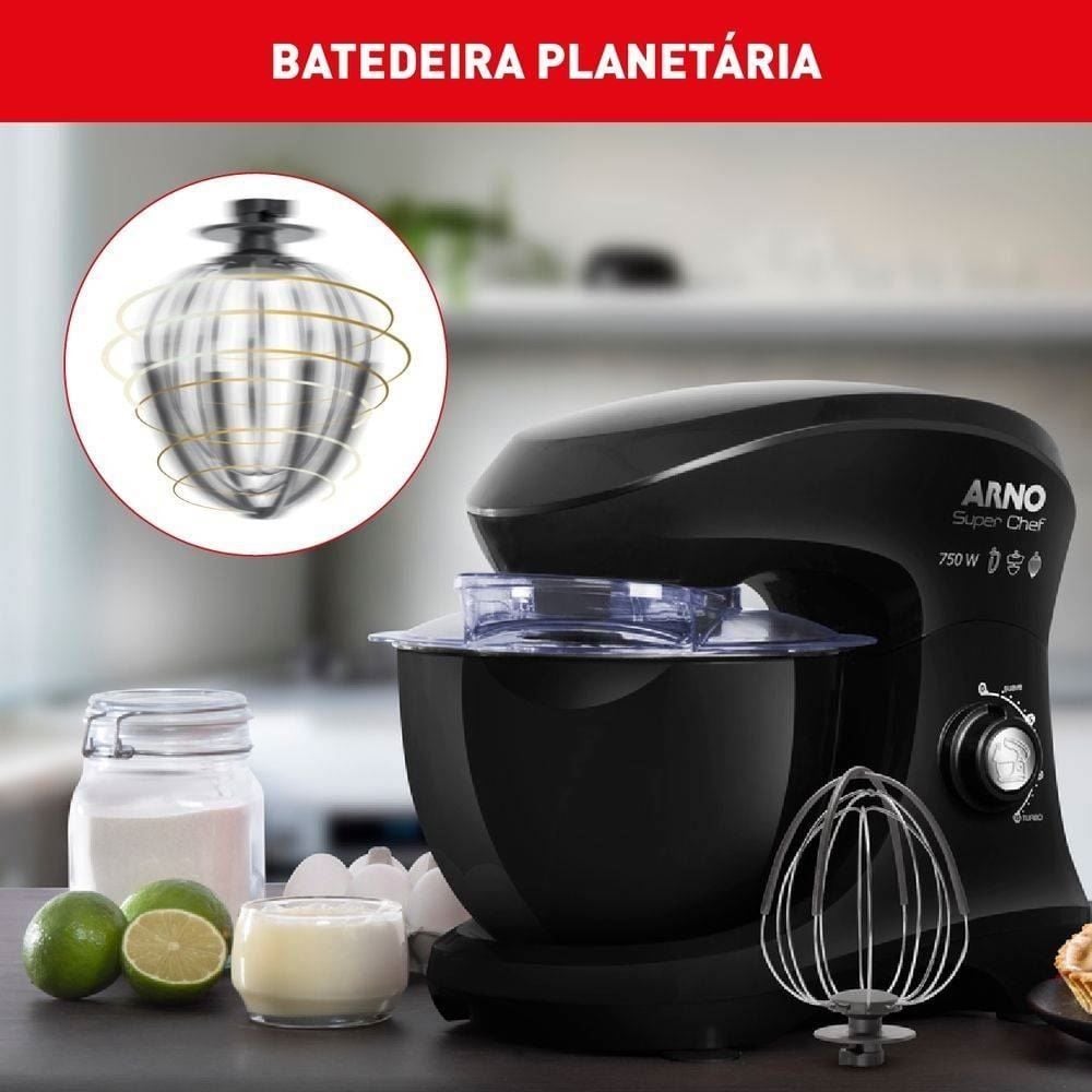 Batedeira Planetária Arno Super Chef 750W Preto
