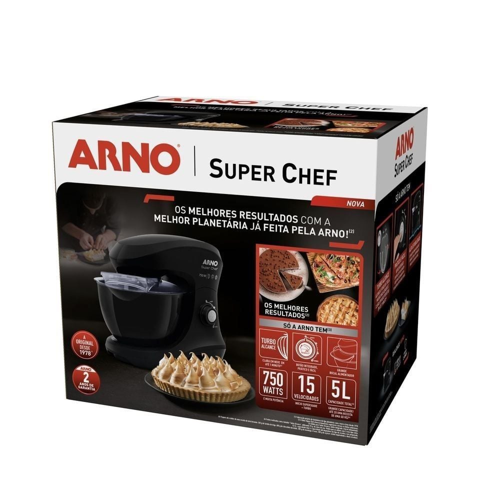 Batedeira Planetária Arno Super Chef 750W Preto