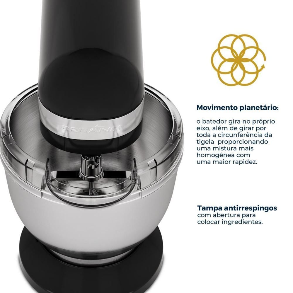 Batedeira Planetária Britânia 4 Litros Bowl Inox BBP70A